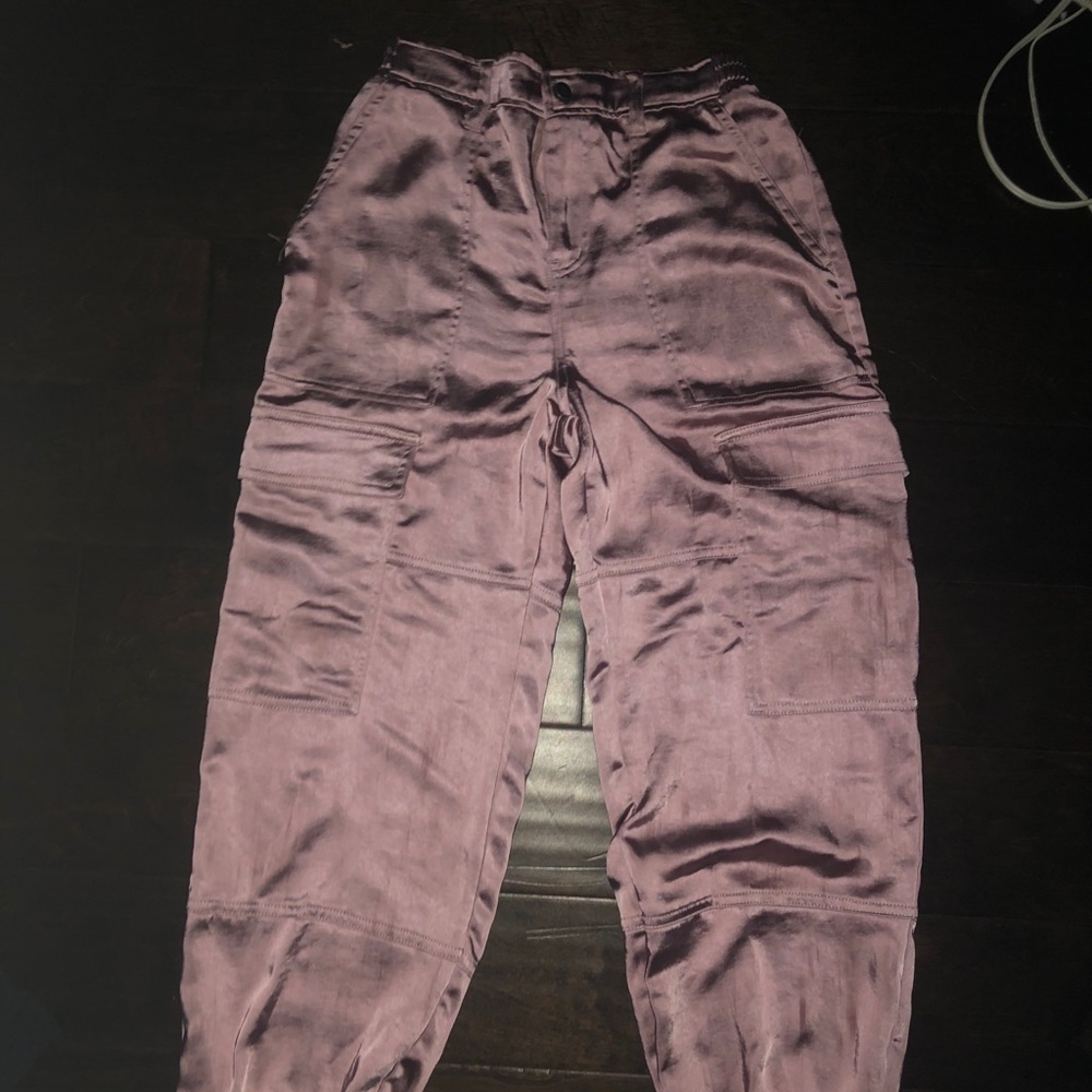 PINK METALLIC STRETCHY PANTS